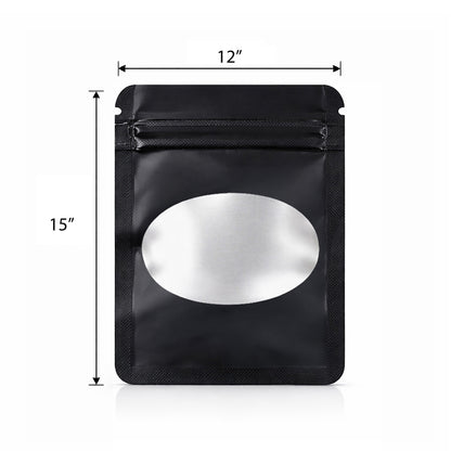 25 Pack - X-Large Solid Color Zip-Seal Foil Pouches (12"x15") Oval Window Selection