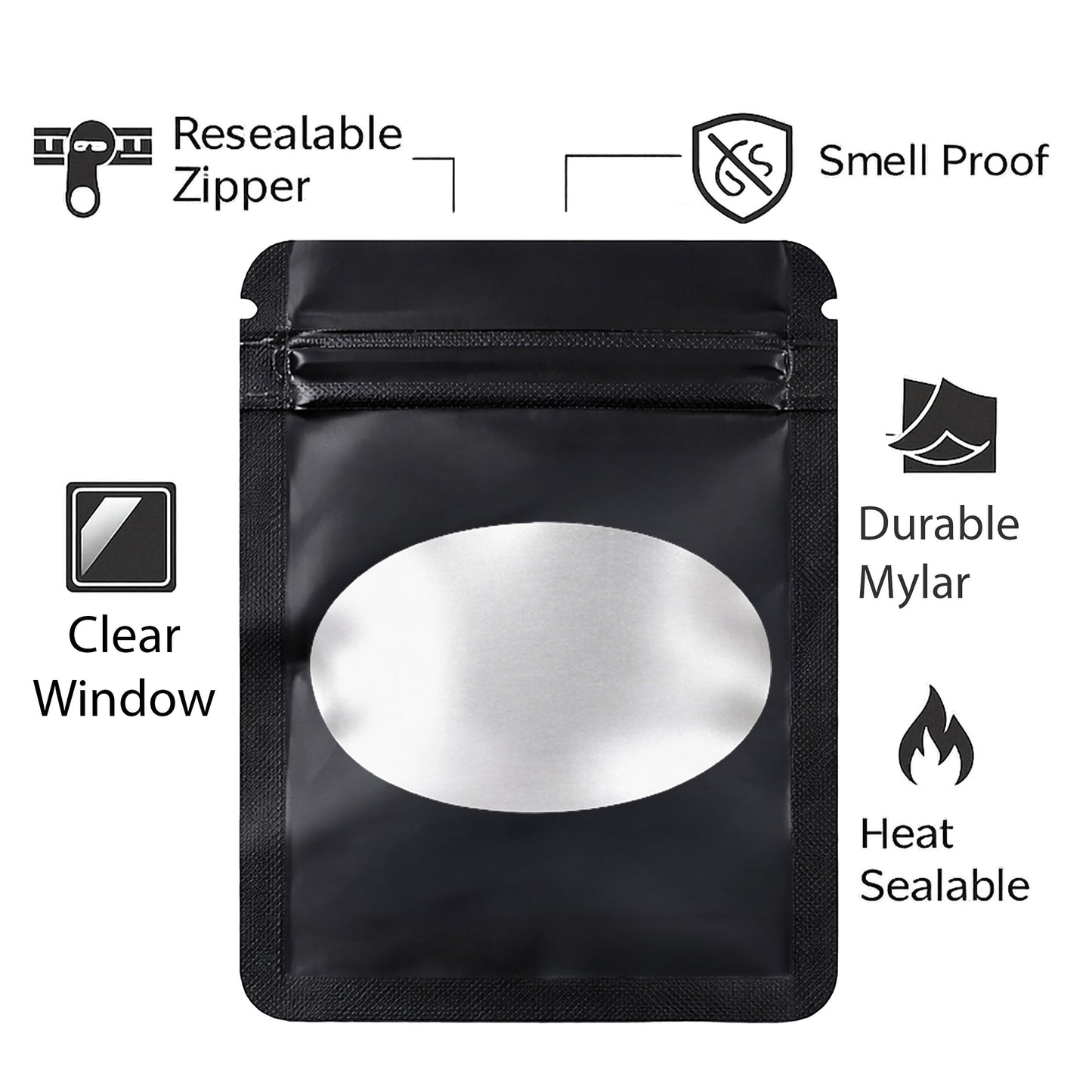 25 Pack - X-Large Solid Color Zip-Seal Foil Pouches (12"x15") Oval Window Selection