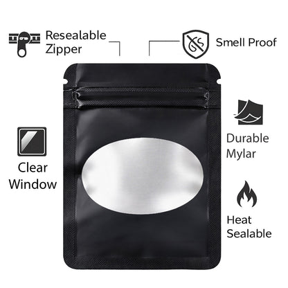 25 Pack - X-Large Solid Color Zip-Seal Foil Pouches (12"x15") Oval Window Selection