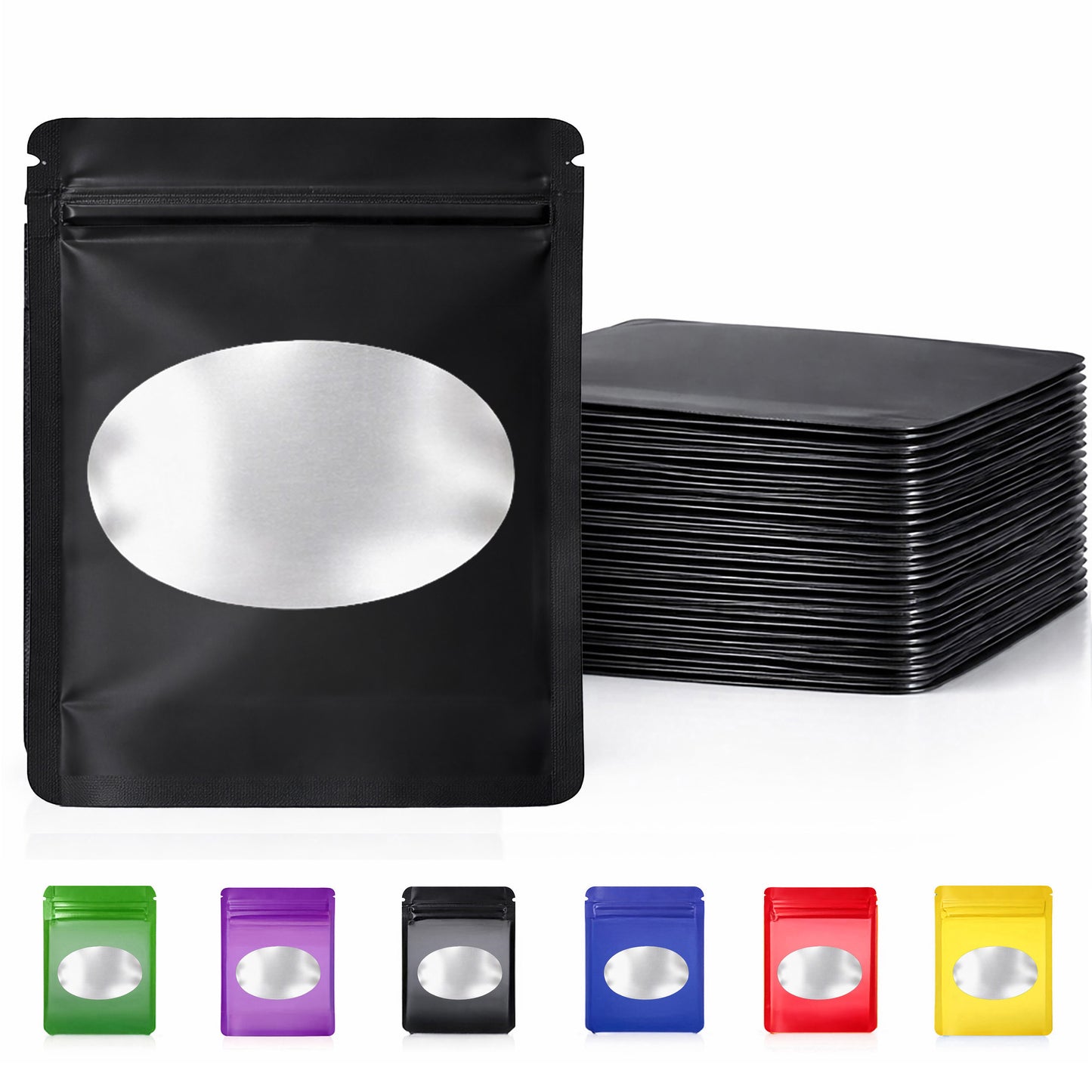 25 Pack - X-Large Solid Color Zip-Seal Foil Pouches (12"x15") Oval Window Selection