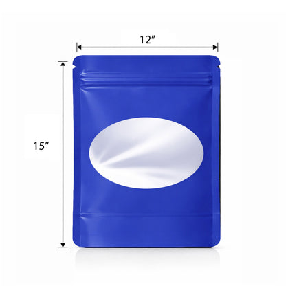 25 Pack - X-Large Solid Color Zip-Seal Foil Pouches (12"x15") Oval Window Selection