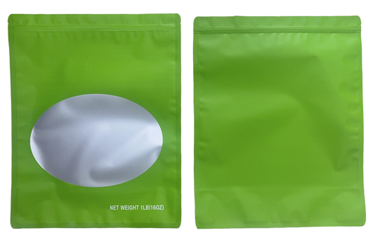 1lb Solid Color Mylar Storage Bag - Green (25 Count)