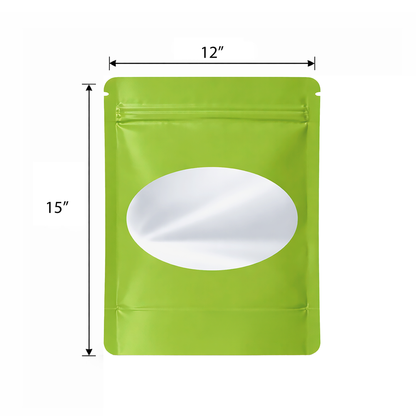 25 Pack - X-Large Solid Color Zip-Seal Foil Pouches (12"x15") Oval Window Selection