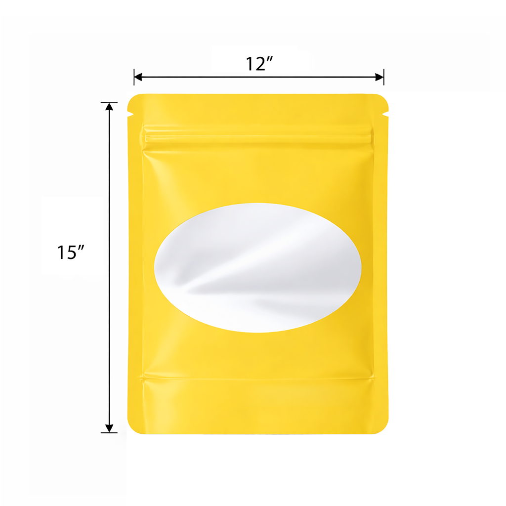 25 Pack - X-Large Solid Color Zip-Seal Foil Pouches (12"x15") Oval Window Selection