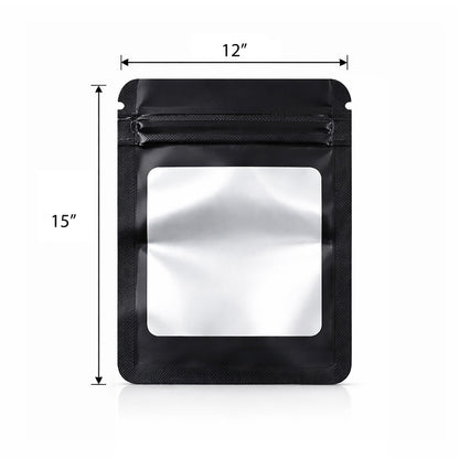 25 Pack - X-Large Solid Color Zip-Seal Foil Pouches (12"x15") Square Window Selection