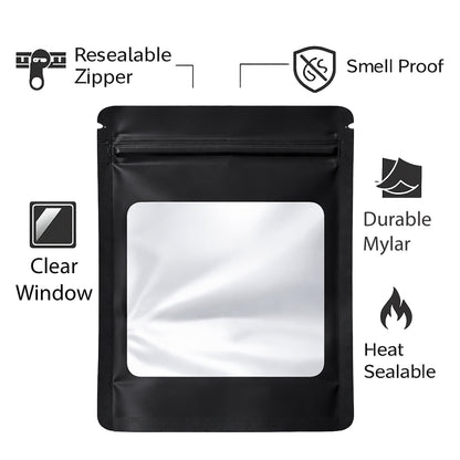 25 Pack - X-Large Solid Color Zip-Seal Foil Pouches (12"x15") Square Window Selection