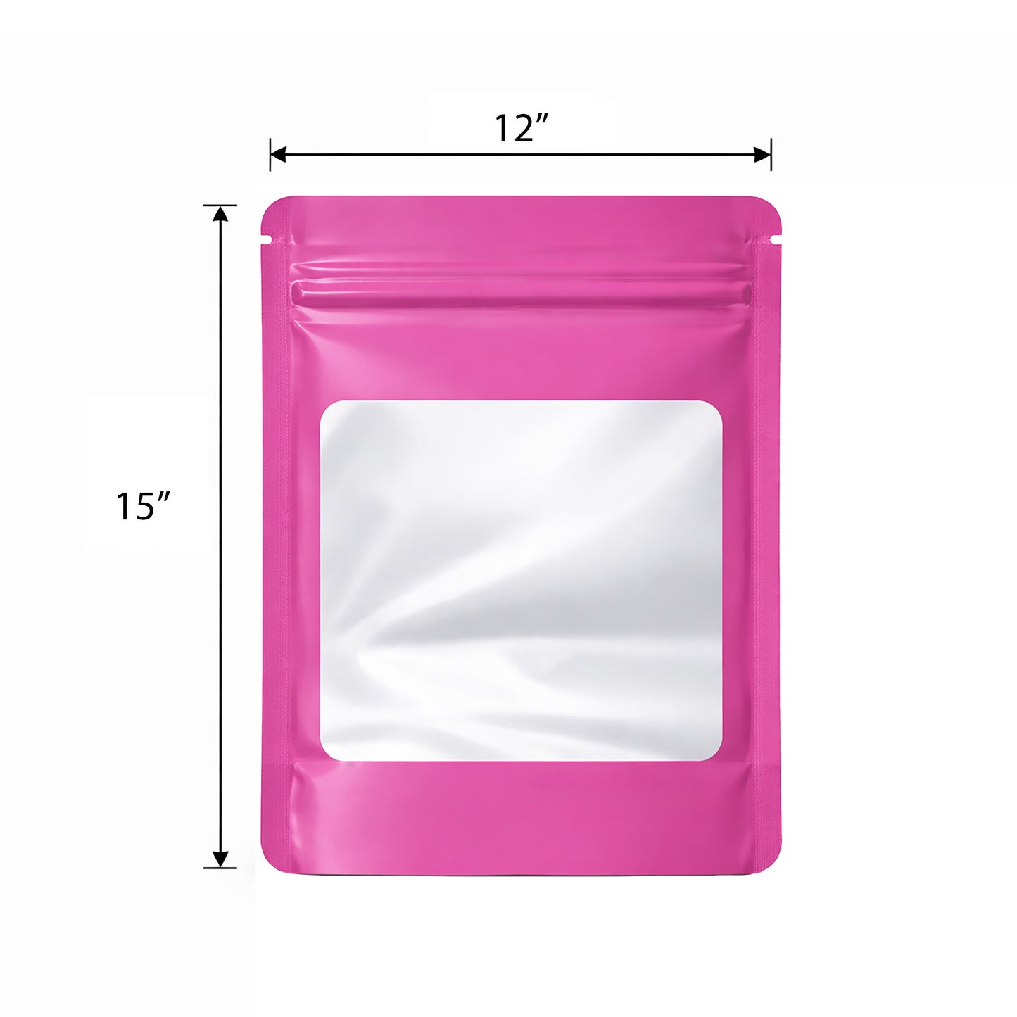 25 Pack - X-Large Solid Color Zip-Seal Foil Pouches (12"x15") Square Window Selection