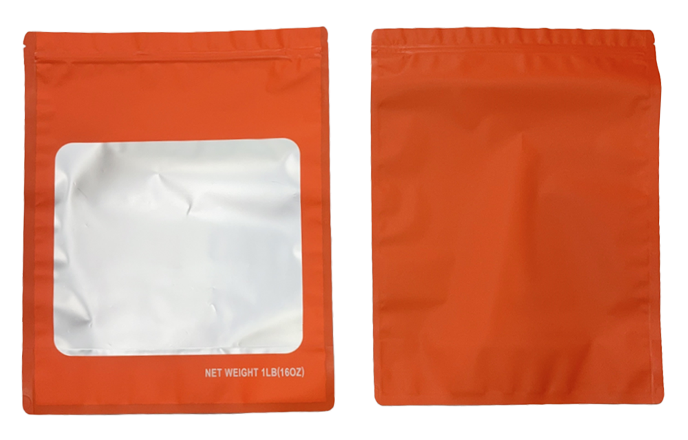 1 Pound Solid Color Window Mylar Storage Bag - Orange (25 Count)