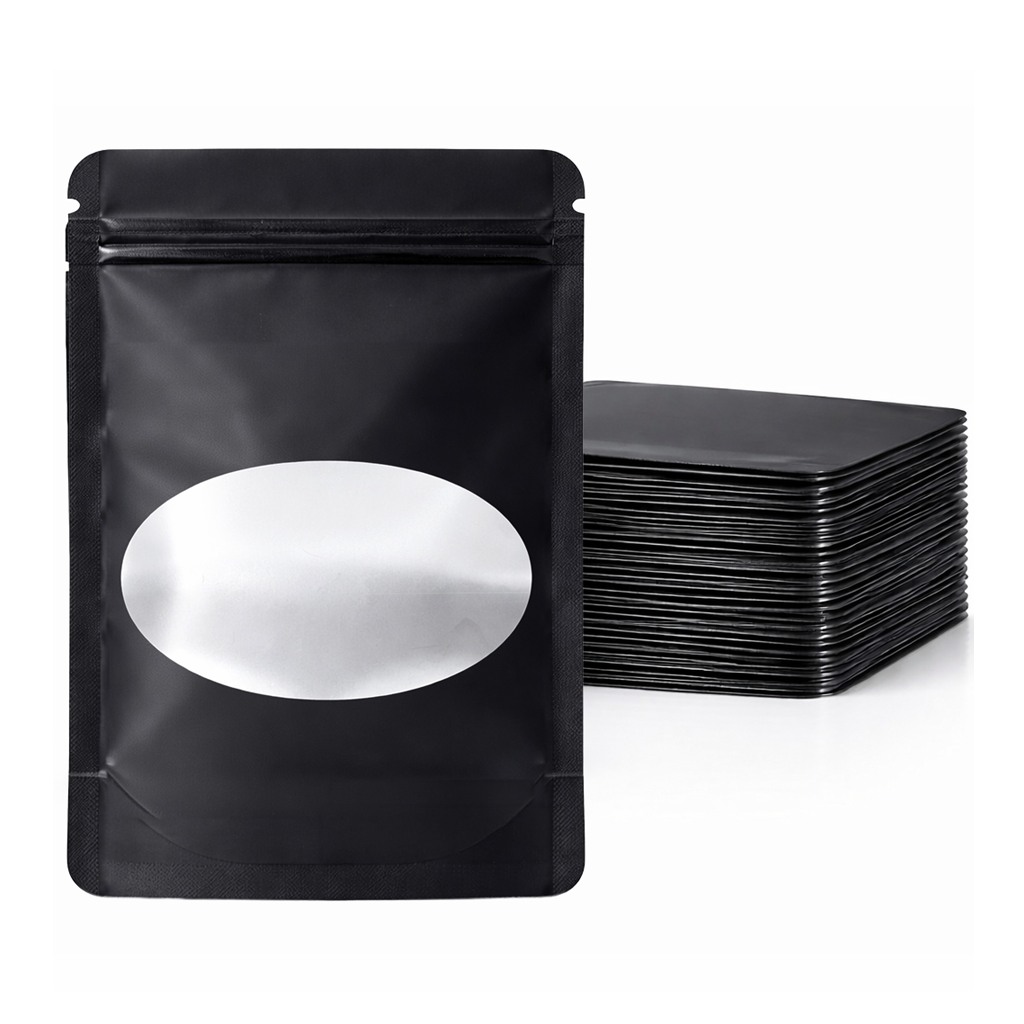 50 Pack - Large Solid Color Zip-Seal Foil Pouches (6"x8") Oval Style Selection