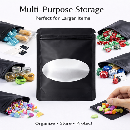 50 Pack - Large Solid Color Zip-Seal Foil Pouches (6"x8") Oval Style Selection