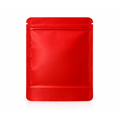 50 Pack – 28g Solid Color Mylar Bags with Oval Window - Red