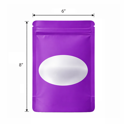 50 Pack - Large Solid Color Zip-Seal Foil Pouches (6"x8") Oval Style Selection