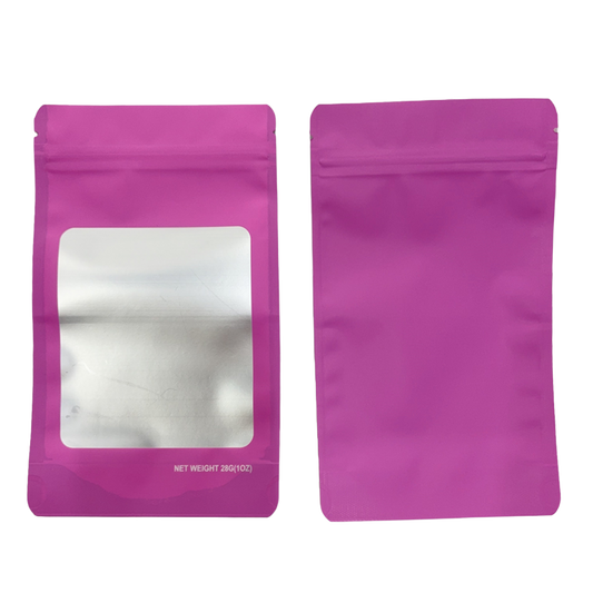 28g Solid Color Window Mylar Storage Bag - Pink (50 Count)