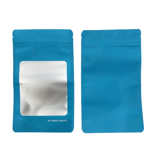 28g Solid Color Window Mylar Storage Bag - Light Blue (50 Count)