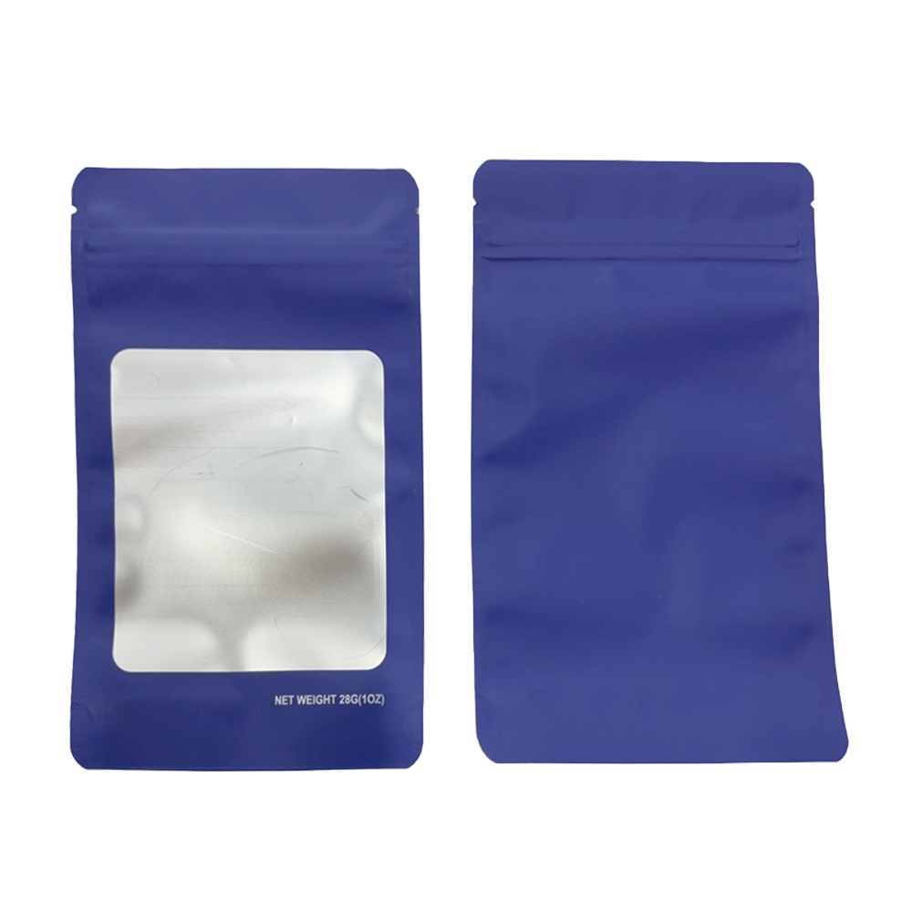 28g Solid Color Window Mylar Storage Bag - Purple (50 Count)