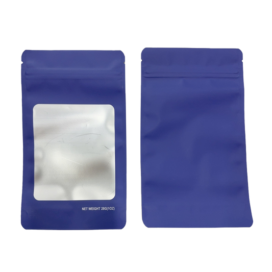 28g Solid Color Window Mylar Storage Bag - Purple (50 Count)