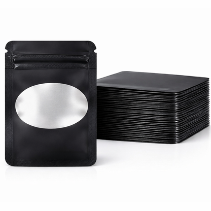 50 Pack - Small Solid Color Zip-Seal Foil Pouches (4"x5") Oval Style Selection