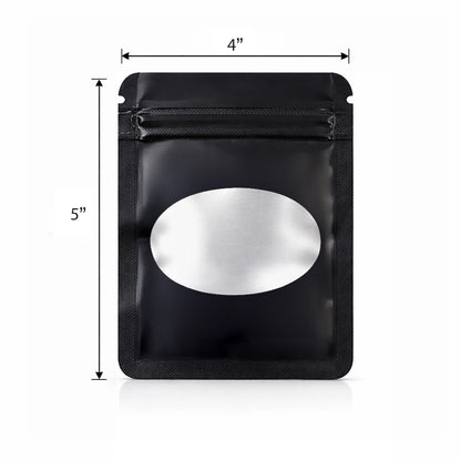 50 Pack - Small Solid Color Zip-Seal Foil Pouches (4"x5") Oval Style Selection