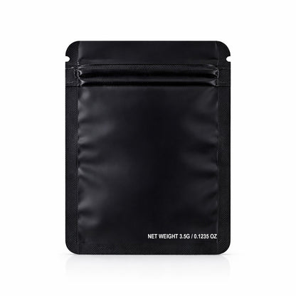 50 Pack – 3.5g Solid Color Mylar Bags with Oval Window - Black