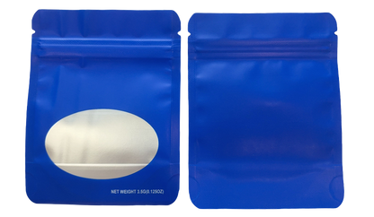 Mylar bag 3.5g, herb Mylar Bags, Where to buy mylar bags, Custom mylar bags near me, Mylar Bags Wholesale. Blue transparent packaging with a white bar of soap inside on a white background