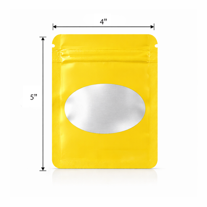 50 Pack - Small Solid Color Zip-Seal Foil Pouches (4"x5") Oval Style Selection