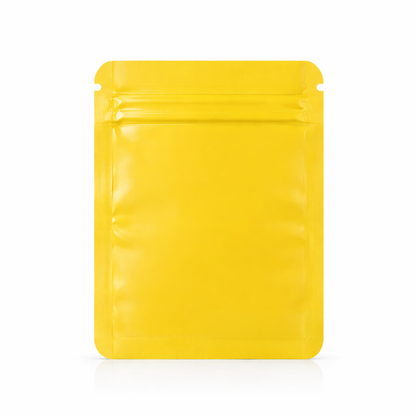 50 Pack – 3.5g Solid Color Mylar Bags with Oval Window - Yellow