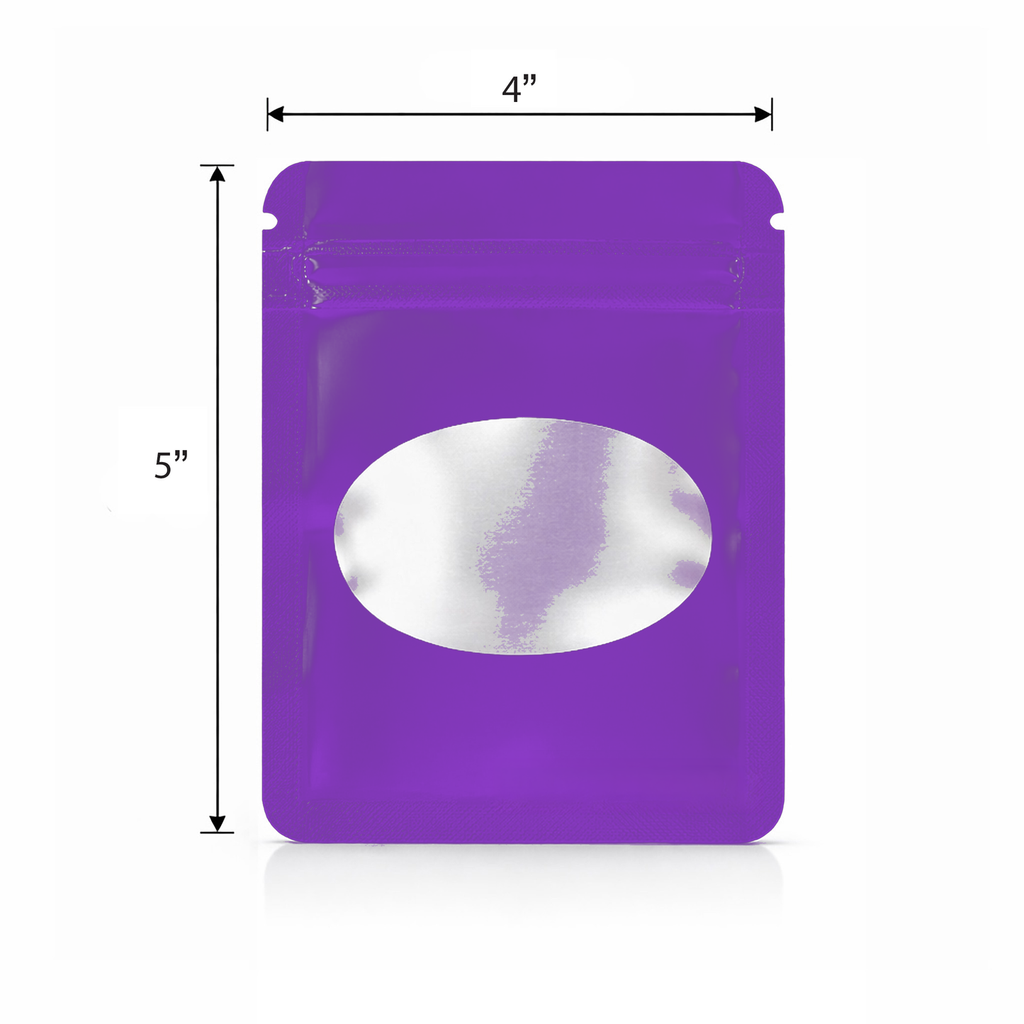 50 Pack - Small Solid Color Zip-Seal Foil Pouches (4"x5") Oval Style Selection