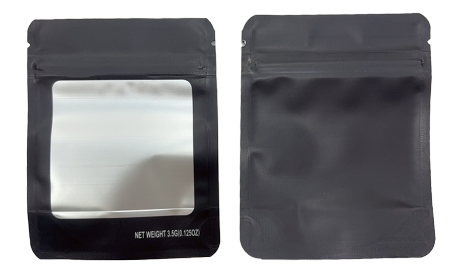 Solid Color Zip-Seal Foil Pouches (3"x4.5") Square Window - Black (50 Count)