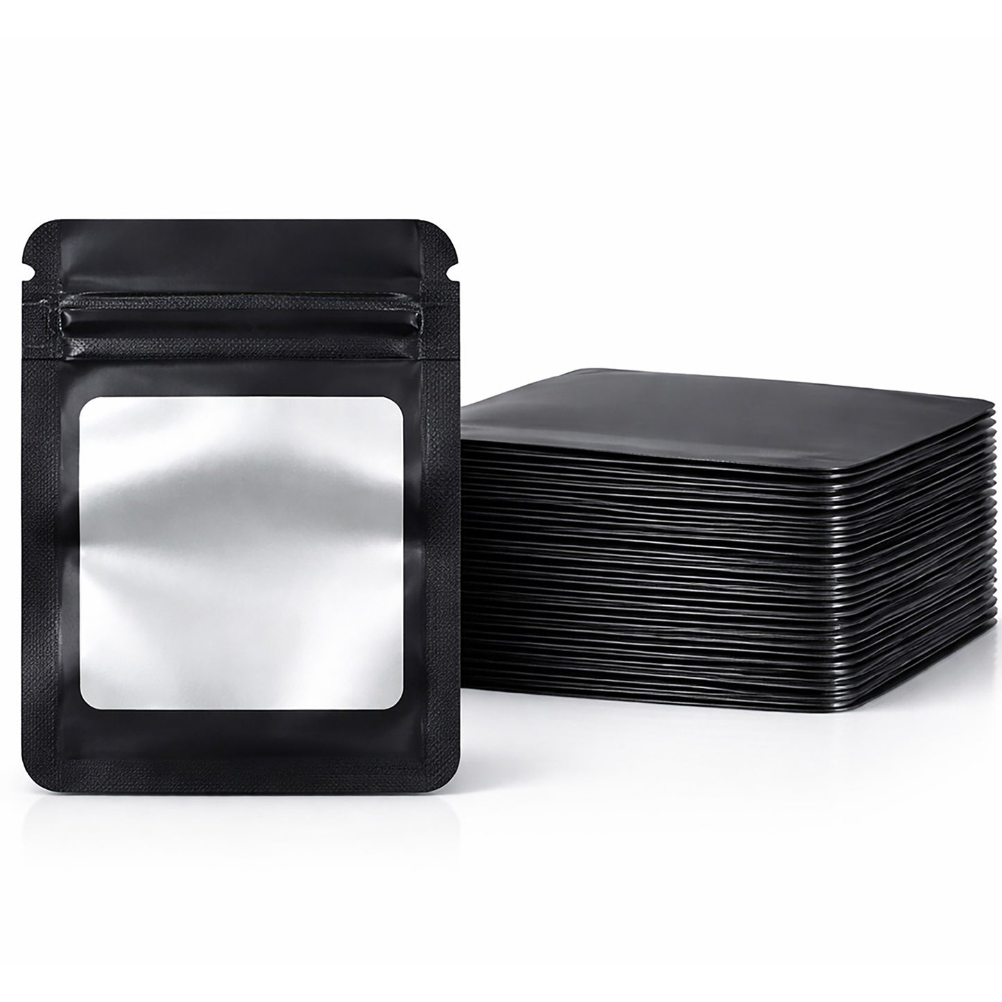 50 Pack - Small Solid Color Zip-Seal Foil Pouches (4"x5") Square Style Selection