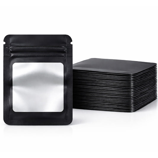 50 Pack - Small Solid Color Zip-Seal Foil Pouches (4"x5") Square Style Selection