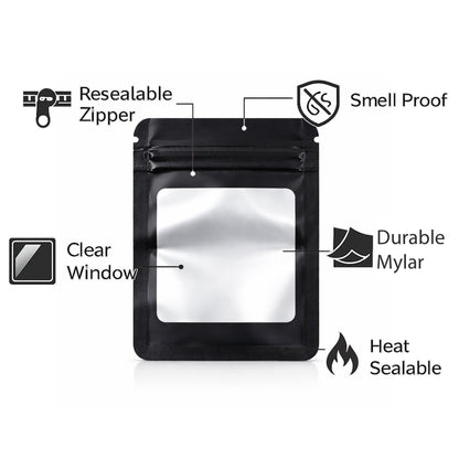50 Pack - Small Solid Color Zip-Seal Foil Pouches (4"x5") Square Style Selection