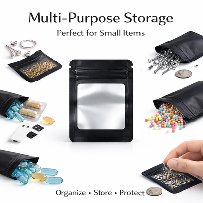 50 Pack - Small Solid Color Zip-Seal Foil Pouches (4"x5") Square Style Selection