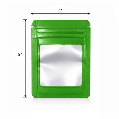 50 Pack - Small Solid Color Zip-Seal Foil Pouches (4"x5") Square Style Selection