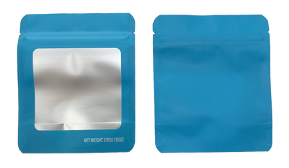 3.5g Solid Color Window Mylar Storage Bag - Light Blue (50 Count)