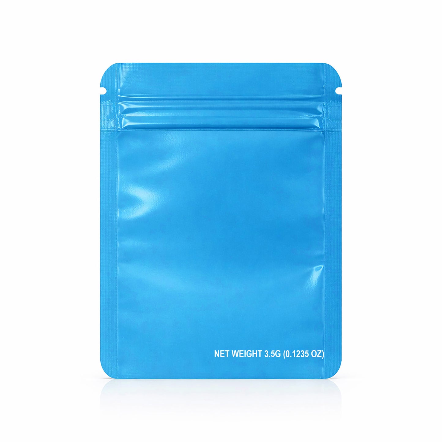 50 Pack – 3.5g Solid Color Mylar Bags with Square Window - Light Blue