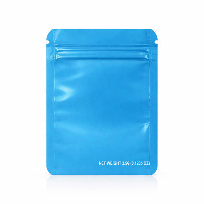50 Pack – 3.5g Solid Color Mylar Bags with Square Window - Light Blue