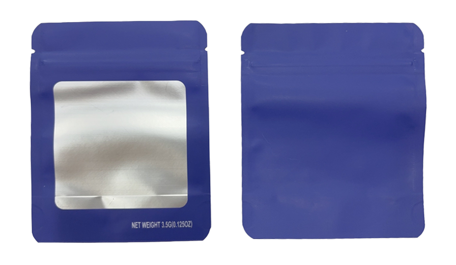 3.5g Solid Color Window Mylar Storage Bag - Purple (50 Count)