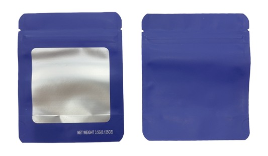 3.5g Solid Color Window Mylar Storage Bag - Purple (50 Count)