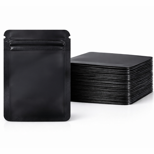 50 Pack - Small Solid Color Zip-Seal Foil Pouches (4" x 5")  12 Color Options