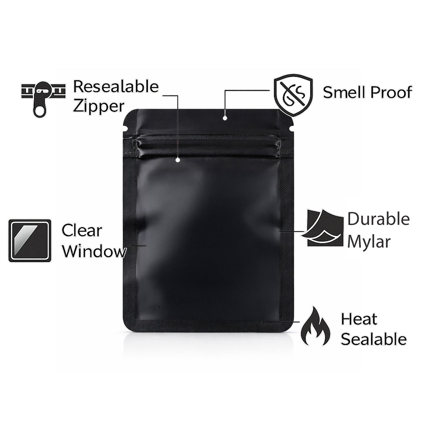 50 Pack - Small Solid Color Zip-Seal Foil Pouches (4" x 5")  12 Color Options