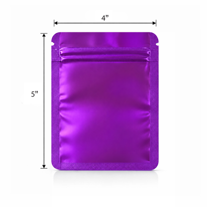 50 Pack - Small Solid Color Zip-Seal Foil Pouches (4" x 5")  12 Color Options