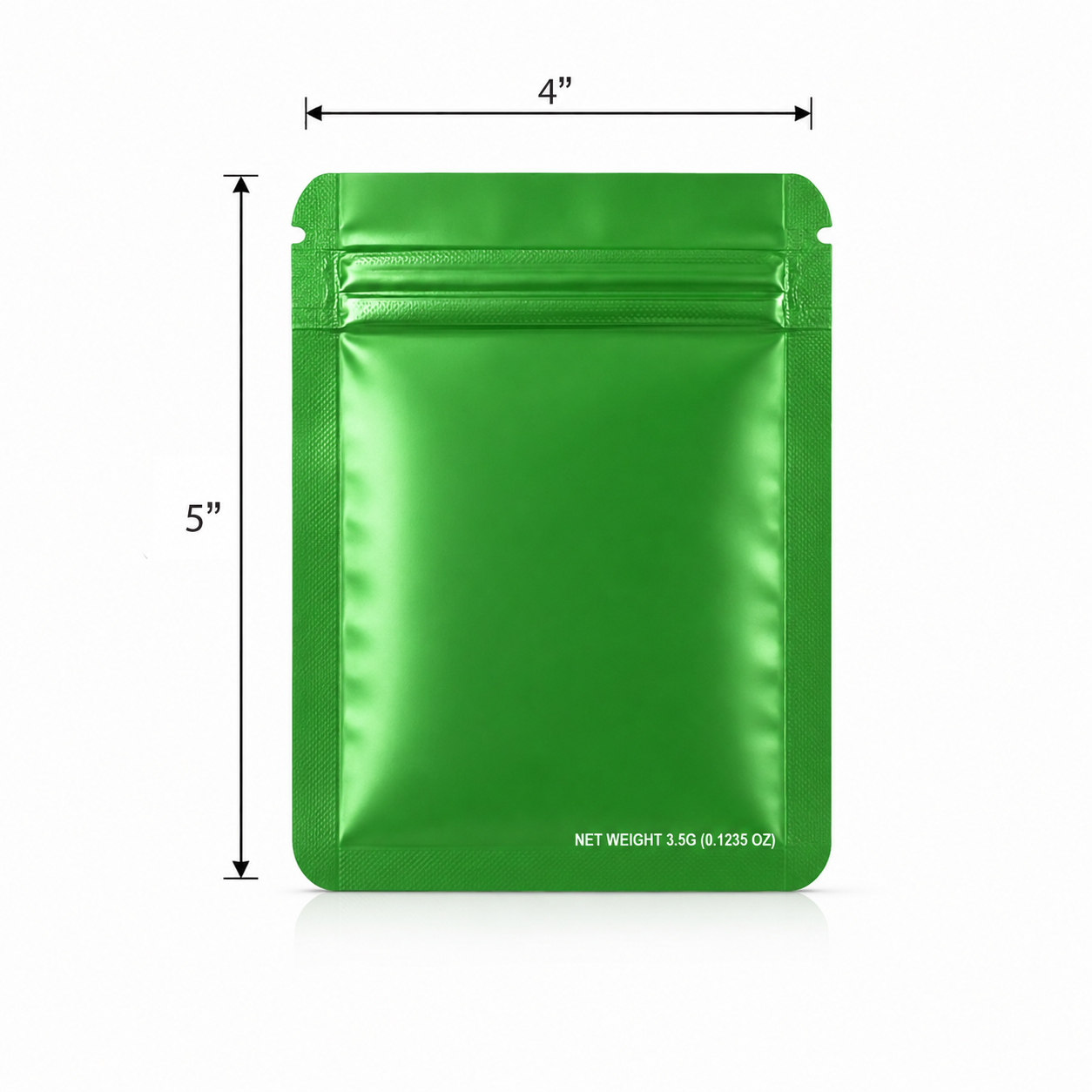 50 Pack – 3.5g Solid Color Mylar Bags Plain No Window - Metallic Forest Green