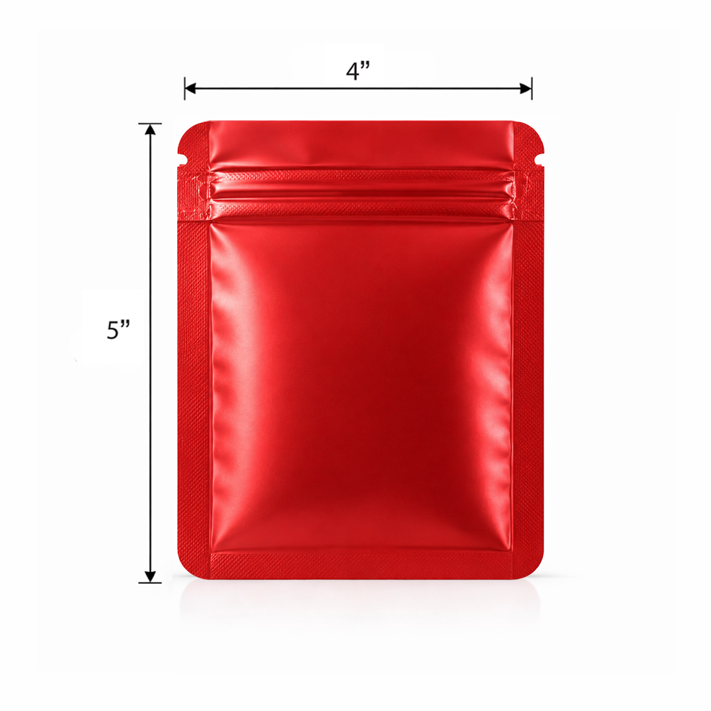 50 Pack - Small Solid Color Zip-Seal Foil Pouches (4" x 5")  12 Color Options