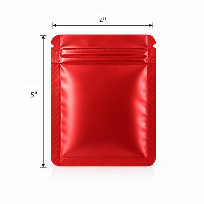 50 Pack - Small Solid Color Zip-Seal Foil Pouches (4" x 5")  12 Color Options