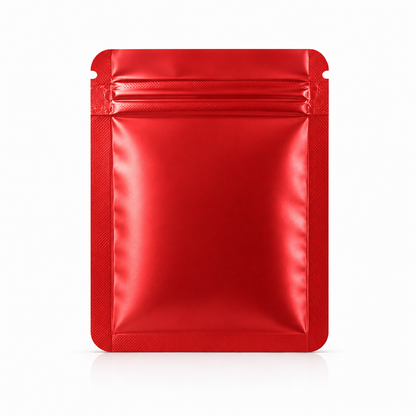 50 Pack – 3.5g Solid Color Mylar Bags Plain No Window - Metallic Red