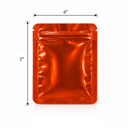 50 Pack - Small Solid Color Zip-Seal Foil Pouches (4" x 5")  12 Color Options