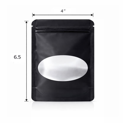 50 Pack - Medium Solid Color Zip-Seal Foil Pouches (4"x6.5") Oval Window Selection