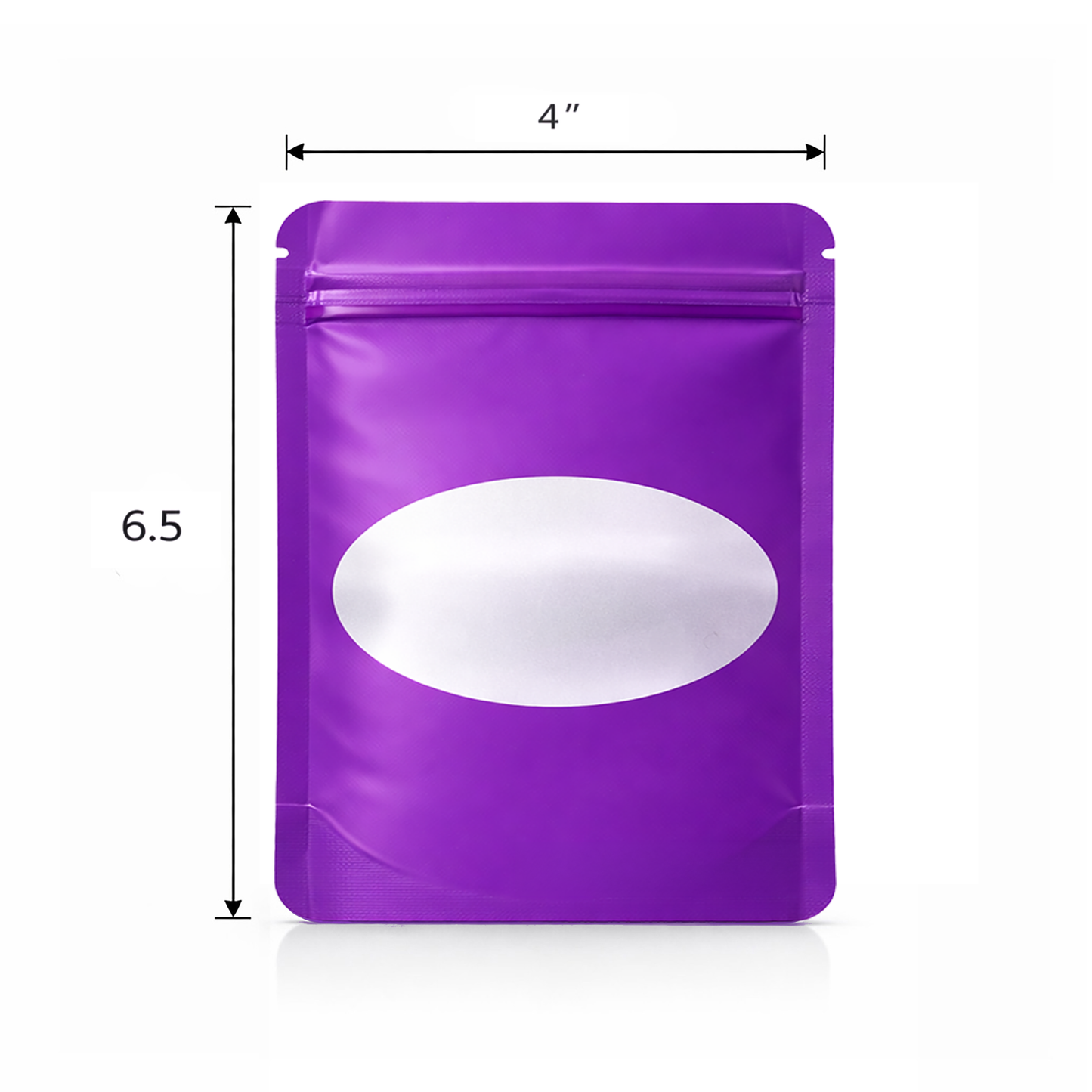 50 Pack - Medium Solid Color Zip-Seal Foil Pouches (4"x6.5") Oval Window Selection