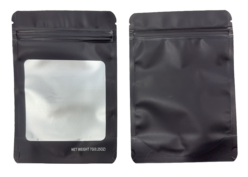 7g Solid Color Window Mylar Storage Bag - Black  (50 Count)