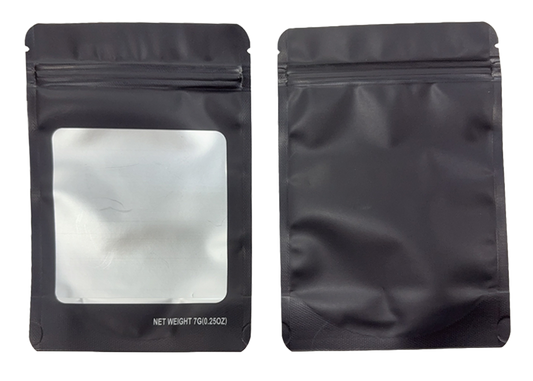 7g Solid Color Window Mylar Storage Bag - Black  (50 Count)